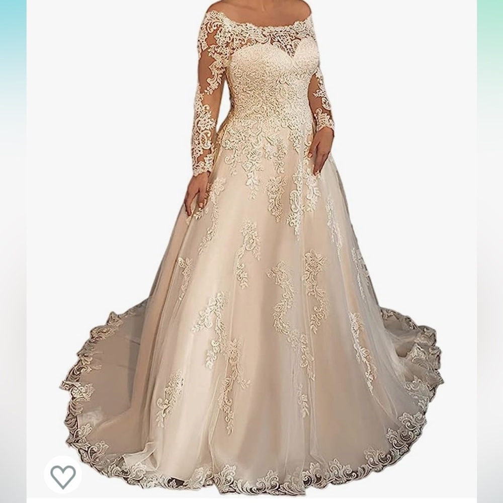 Champagne lace wedding gown